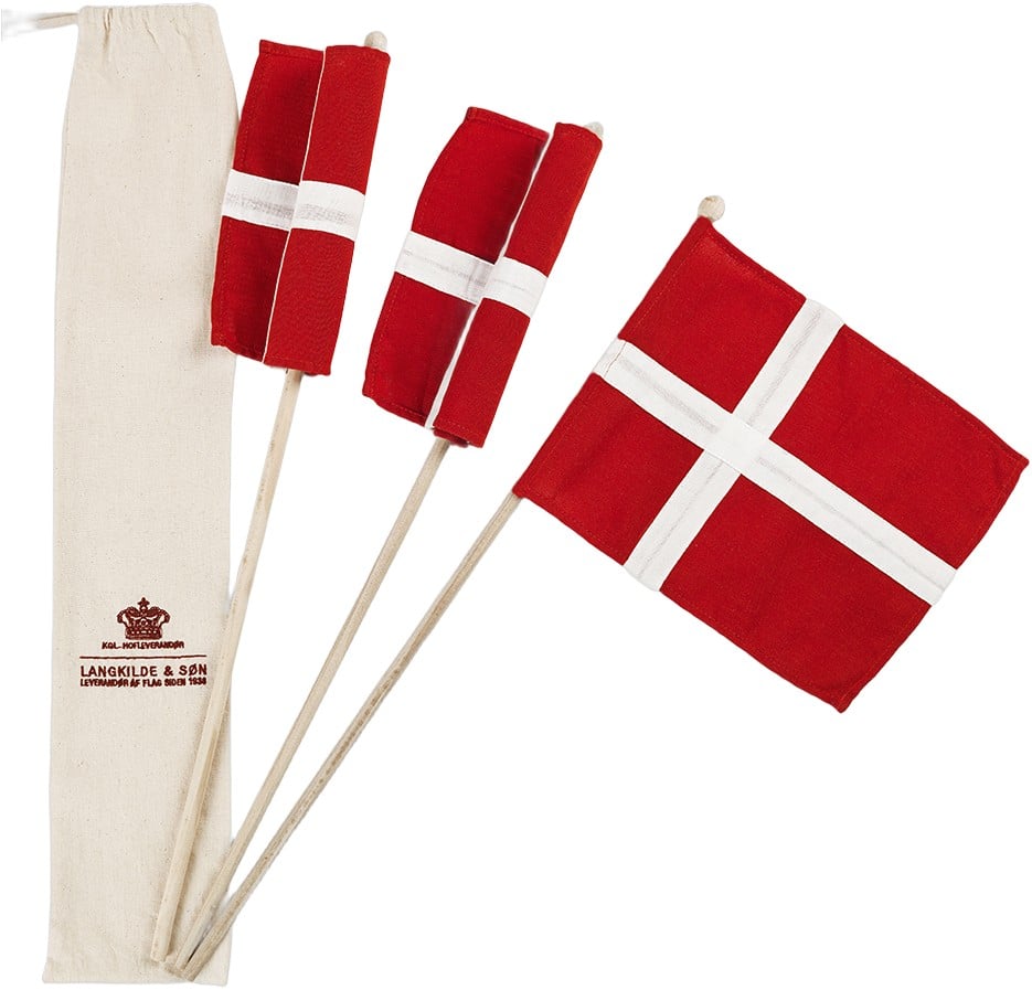 Stofflag på Pind 3 stk Hurraflag